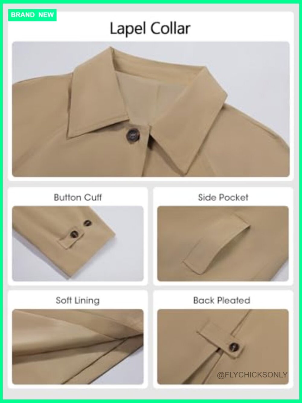 Long Trench Coat Single Breasted Oversized Windproof Classic Lapel Overcoat - Picture 5 of 7